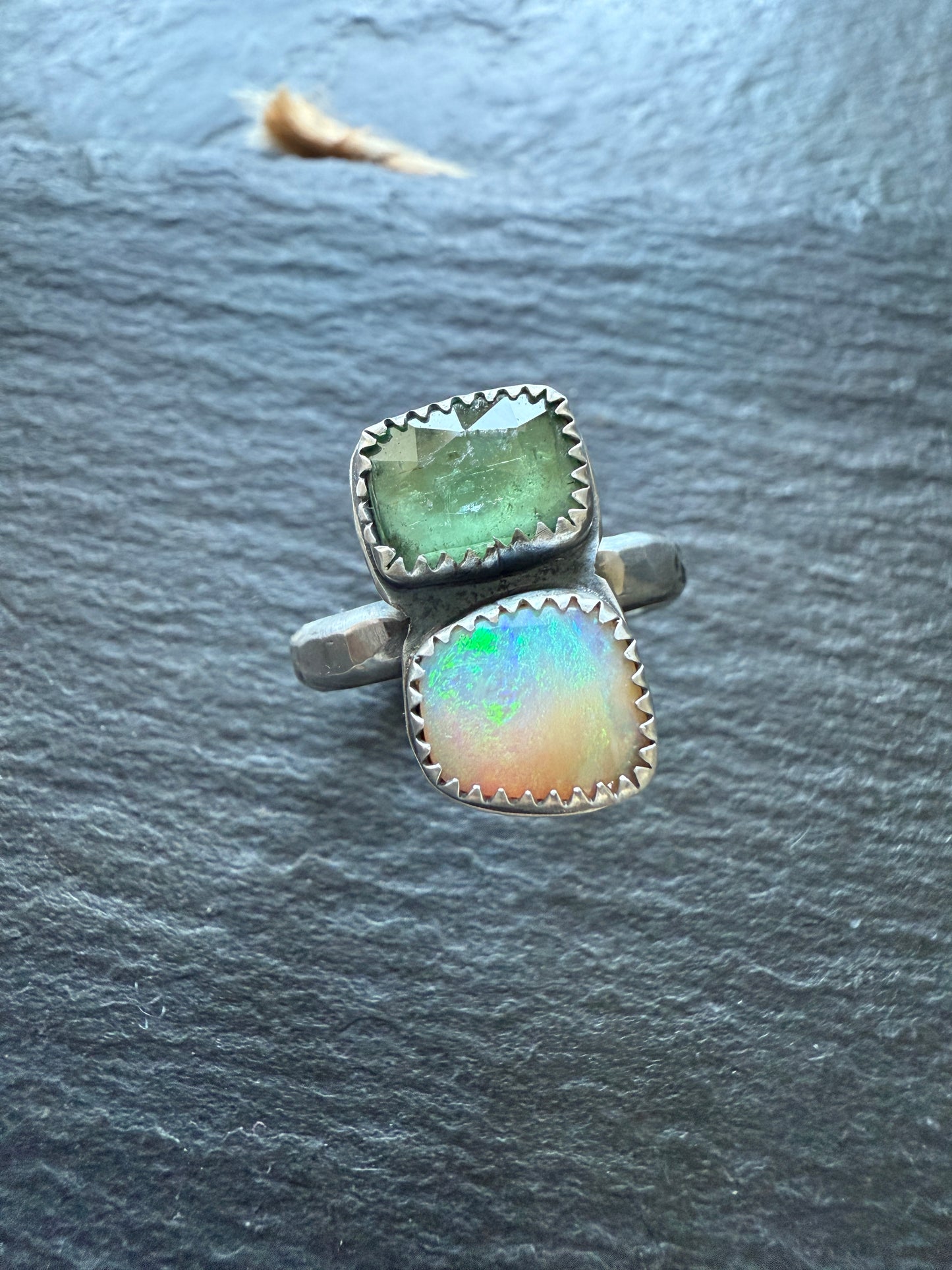 Kyanite and Opal Ring 8US / P 1/2 UK