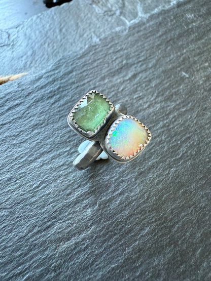 Kyanite and Opal Ring 8US / P 1/2 UK