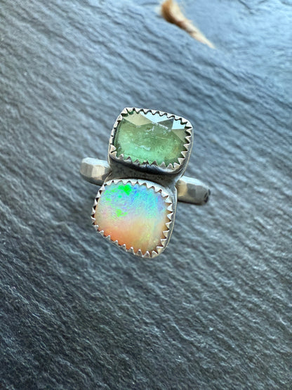 Kyanite and Opal Ring 8US / P 1/2 UK