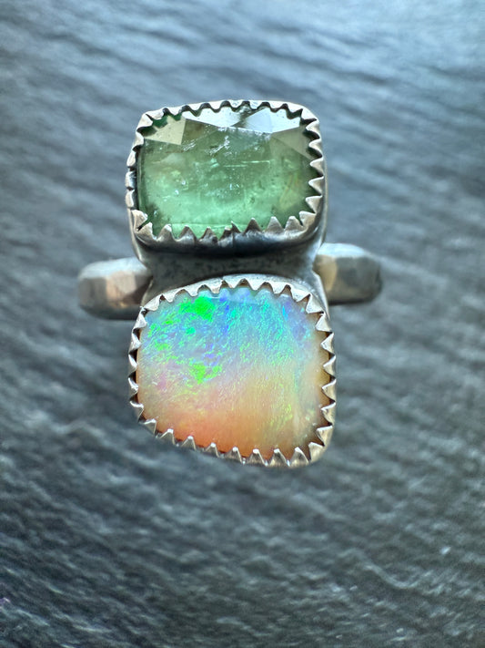 Kyanite and Opal Ring 8US / P 1/2 UK