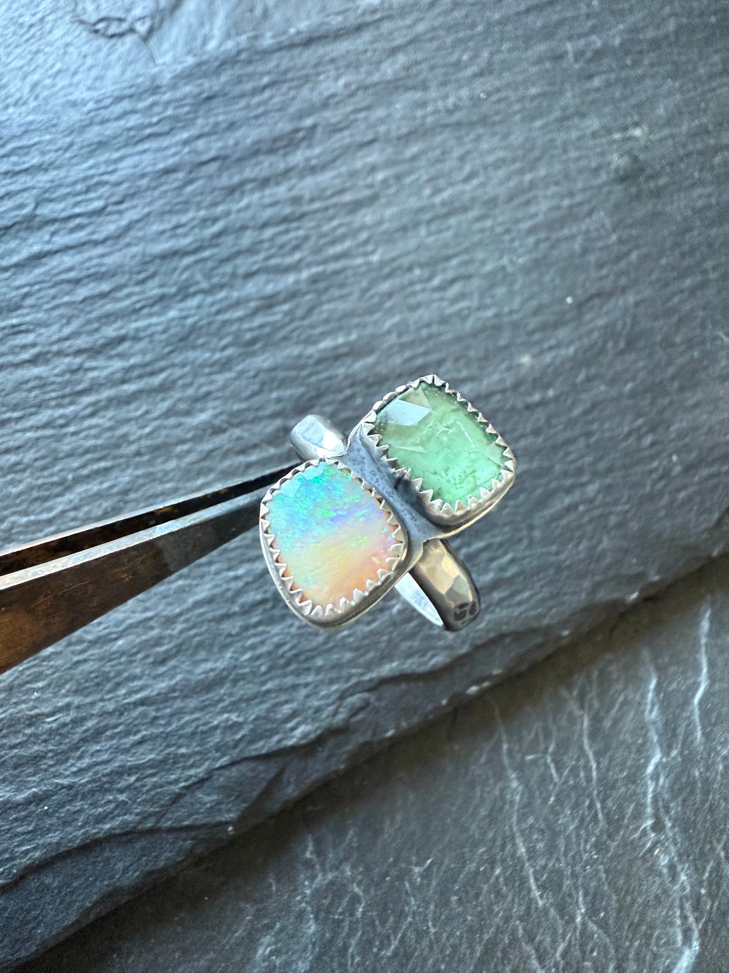 Kyanite and Opal Ring 8US / P 1/2 UK