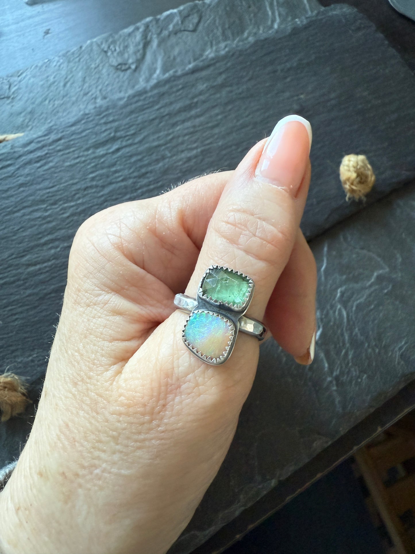 Kyanite and Opal Ring 8US / P 1/2 UK