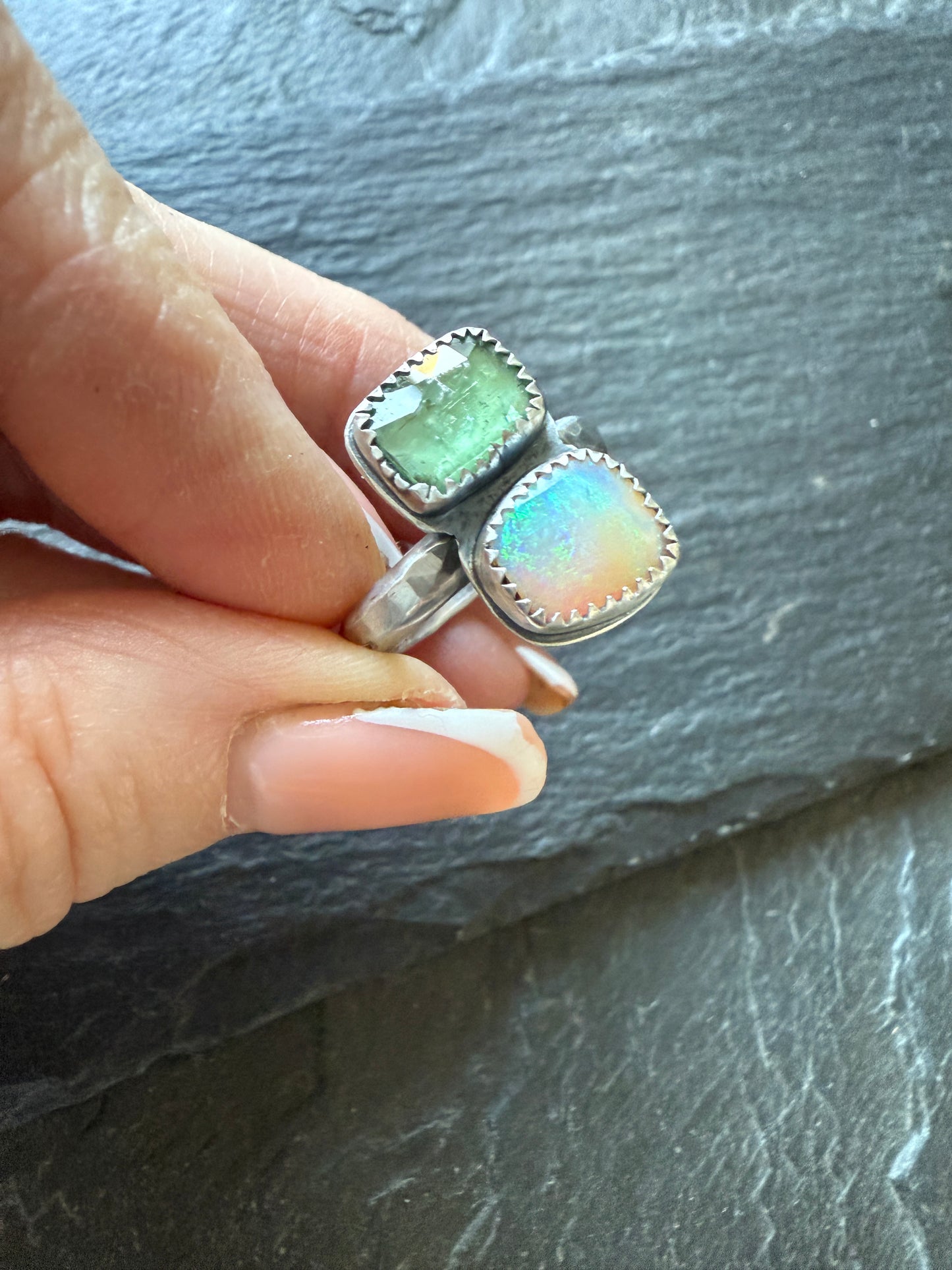 Kyanite and Opal Ring 8US / P 1/2 UK