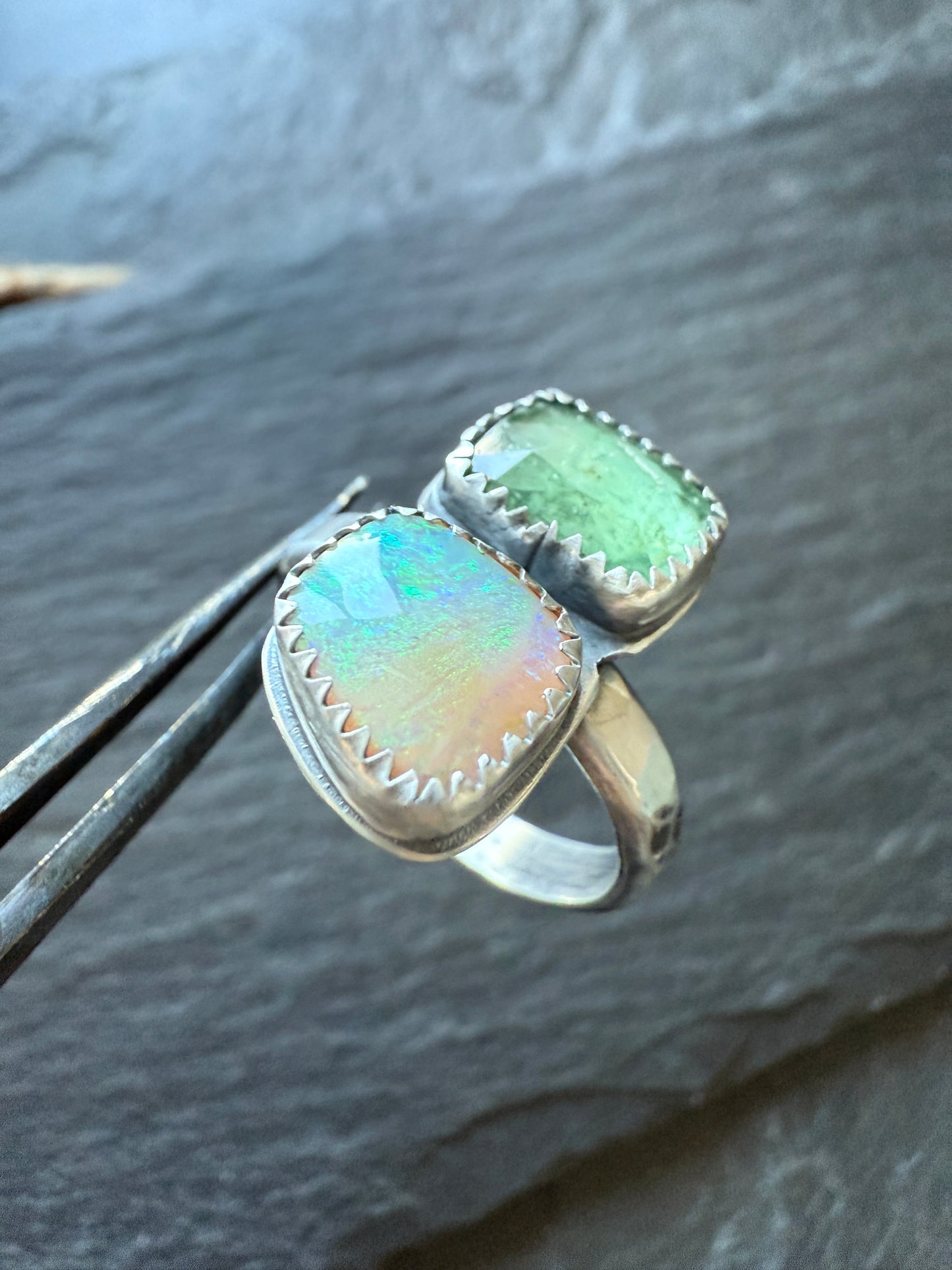 Kyanite and Opal Ring 8US / P 1/2 UK