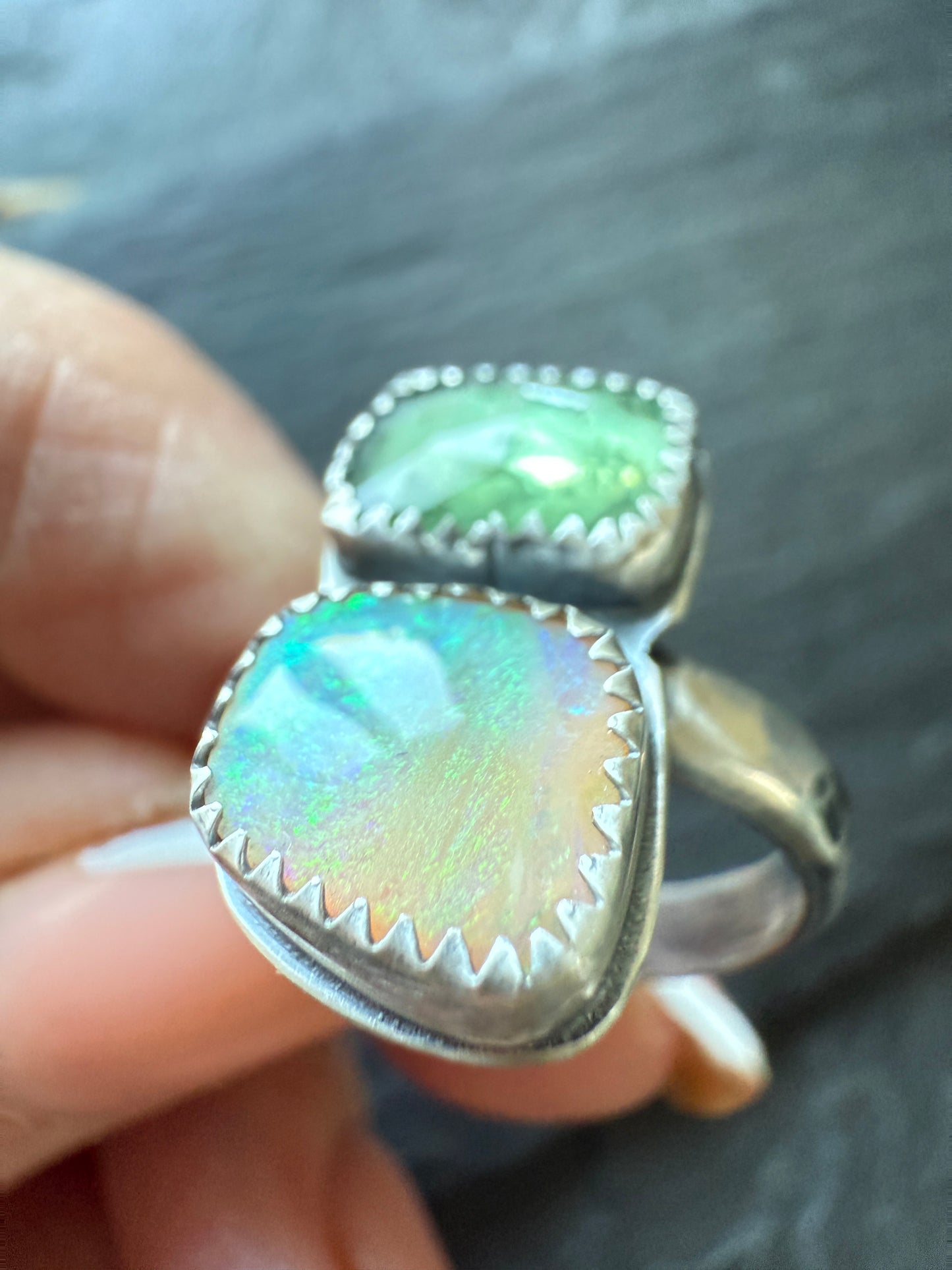 Kyanite and Opal Ring 8US / P 1/2 UK