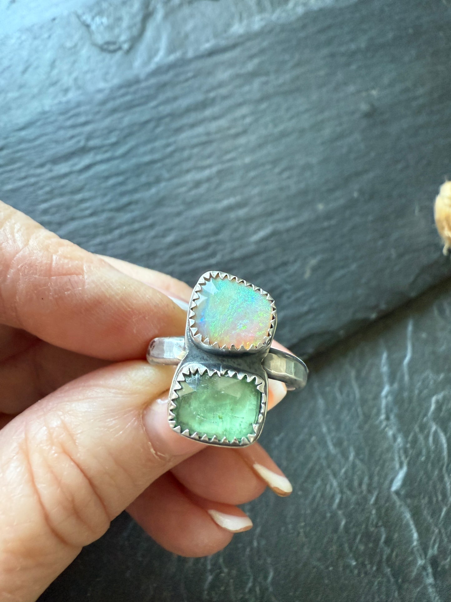 Kyanite and Opal Ring 8US / P 1/2 UK