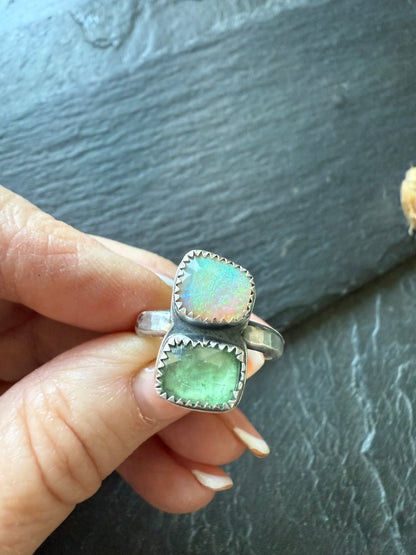 Kyanite and Opal Ring 8US / P 1/2 UK