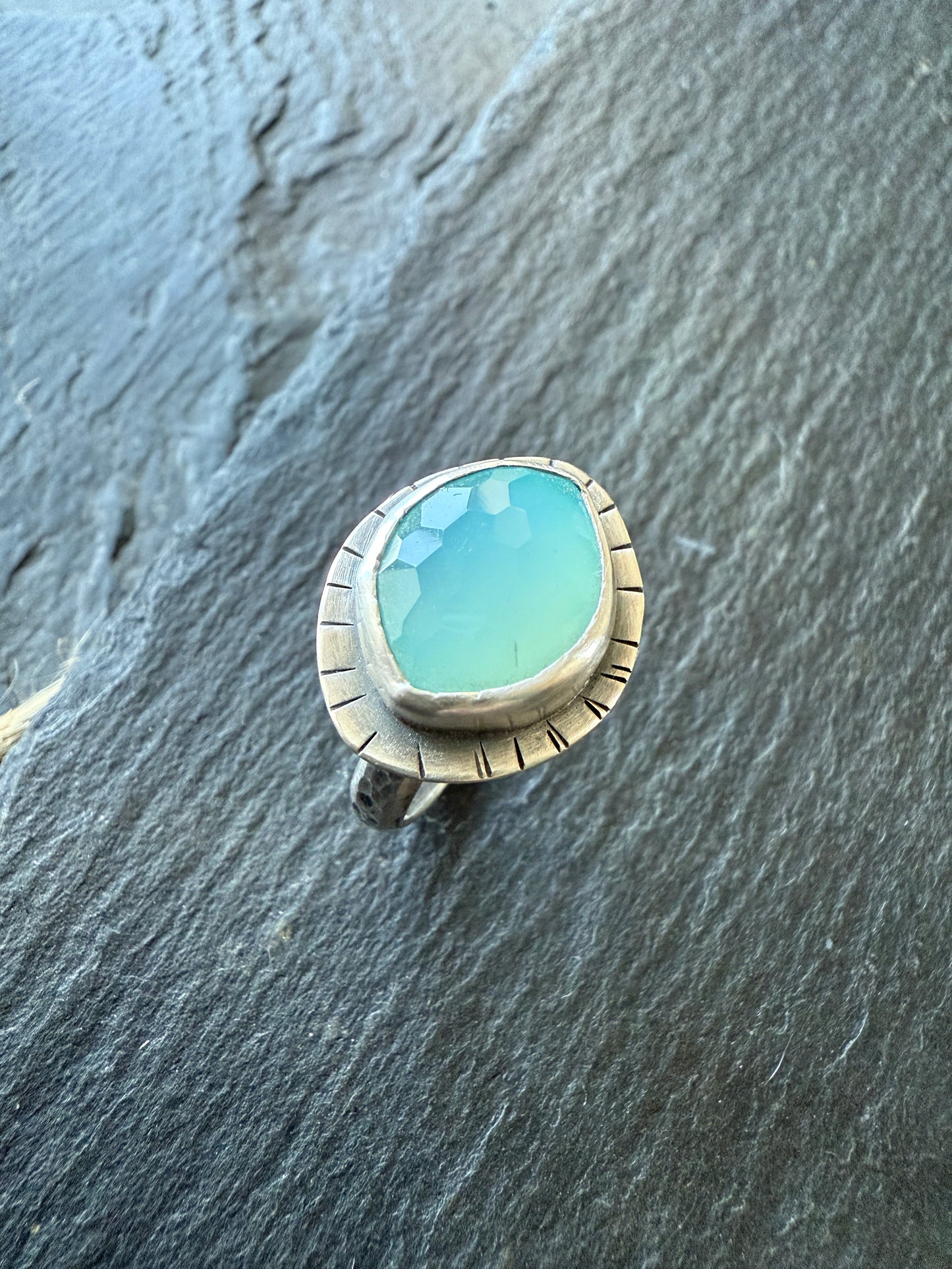 Aqua Chalcedony Ring