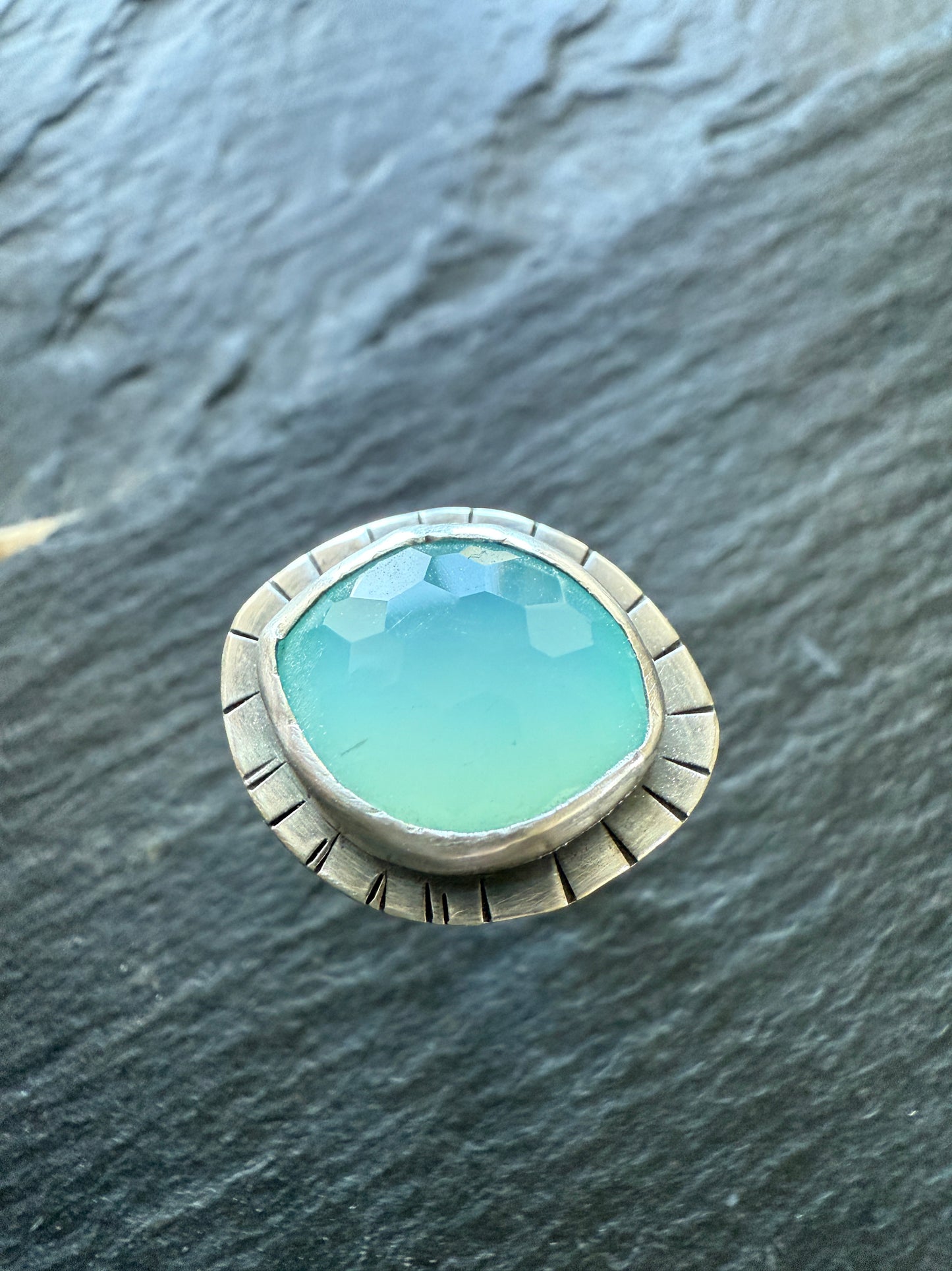 Aqua Chalcedony Ring