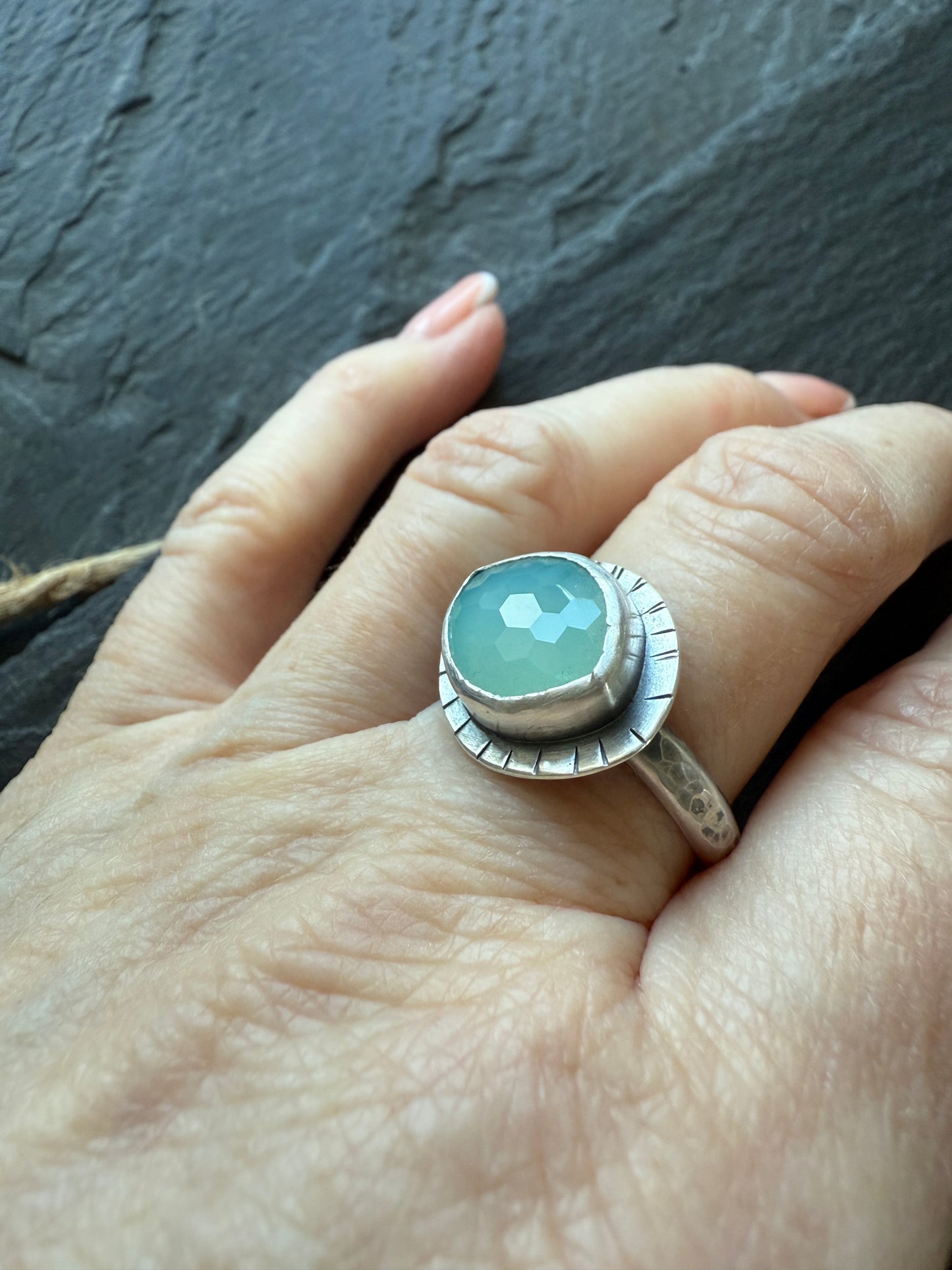 Aqua Chalcedony Ring