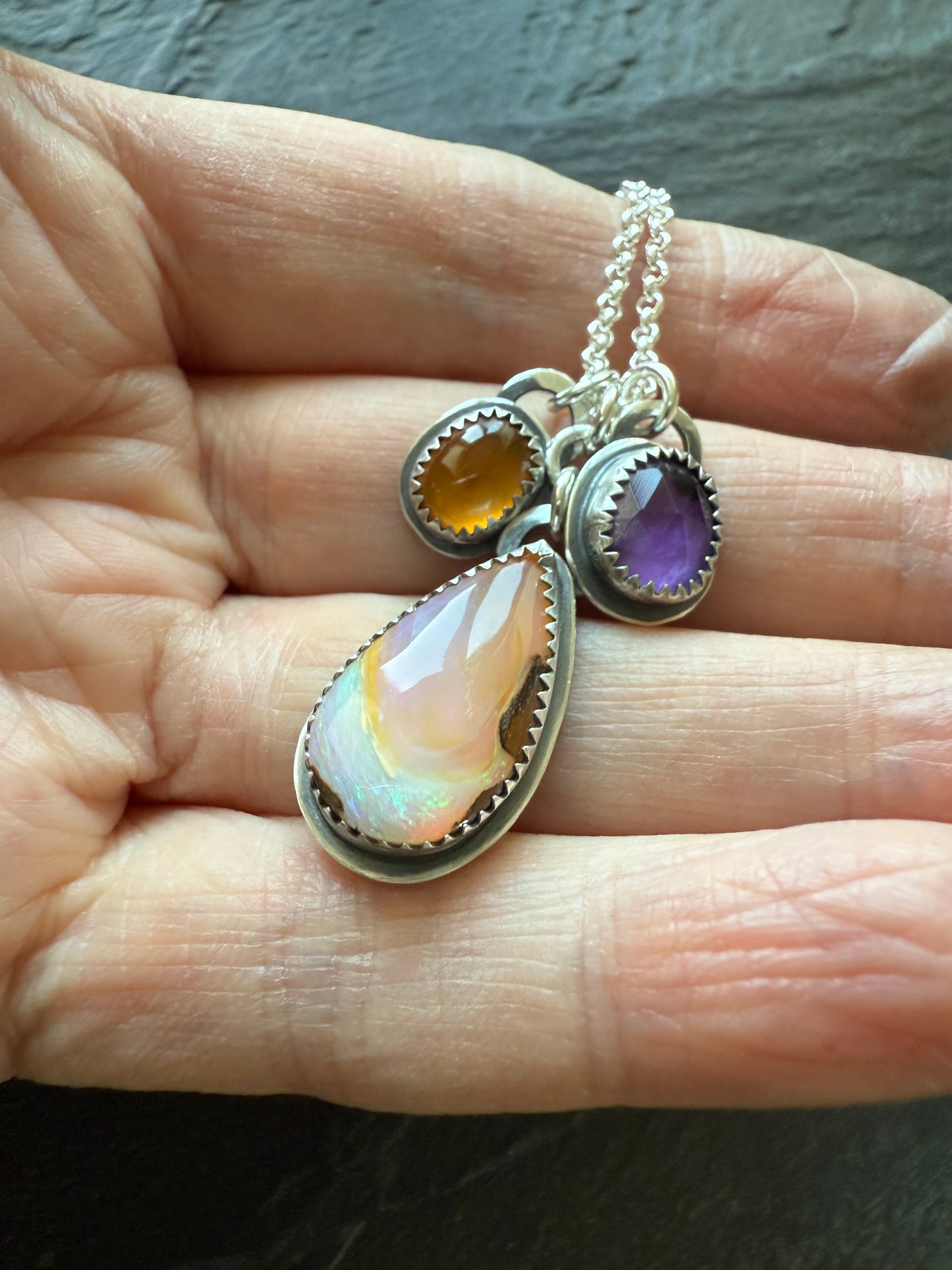 Opal with Citrine & Amethyst