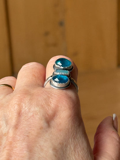 Blue Apatite and opal Ring US 8 UK P 1/2