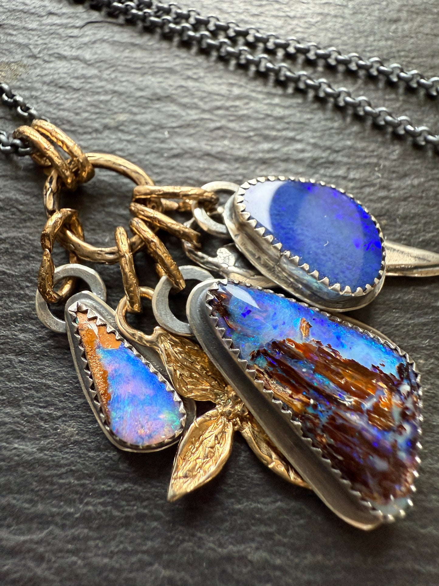 Multi Charm Necklace with boulder opals