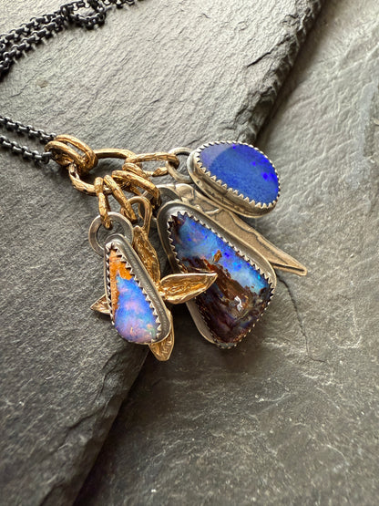 Multi Charm Necklace with boulder opals