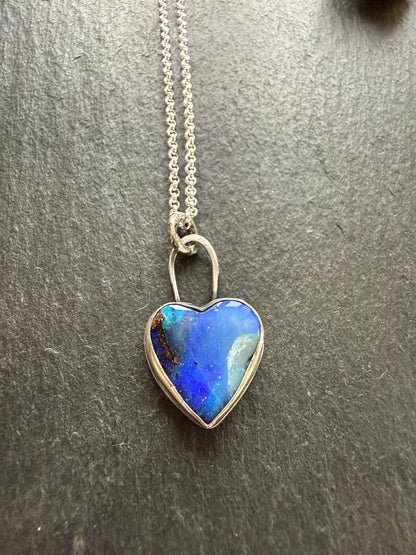 Blue Opal Heart Pendant