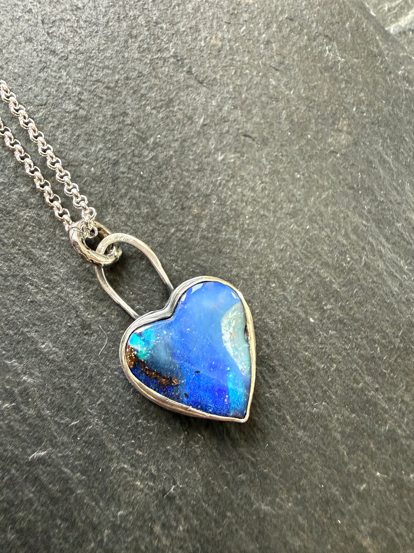 Blue Opal Heart Pendant
