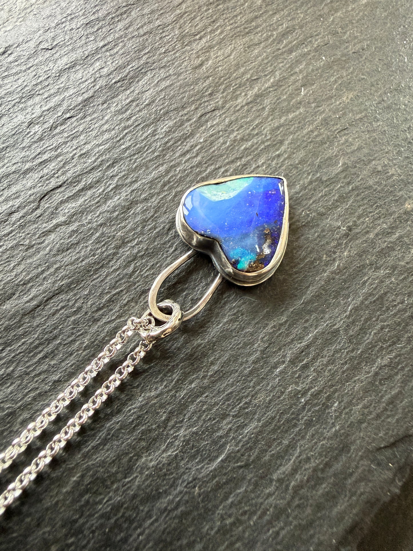 Blue Opal Heart Pendant