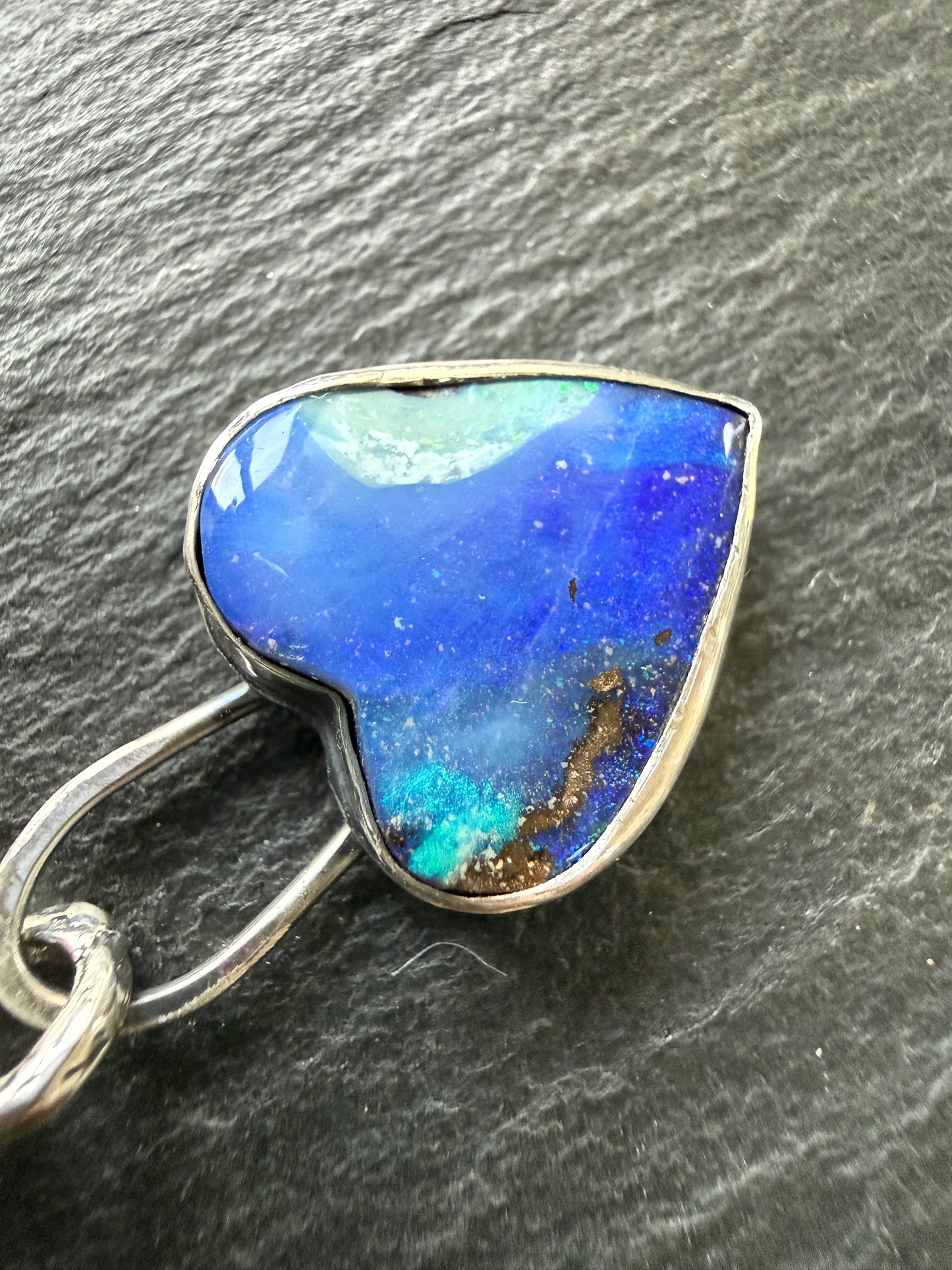 Blue Opal Heart Pendant