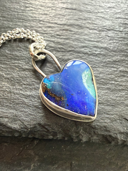 Blue Opal Heart Pendant