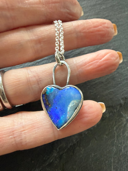 Blue Opal Heart Pendant