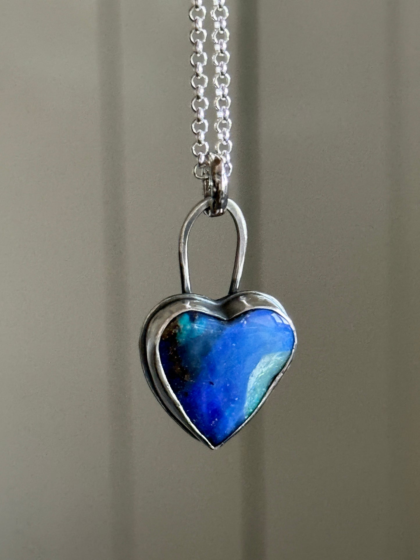 Blue Opal Heart Pendant