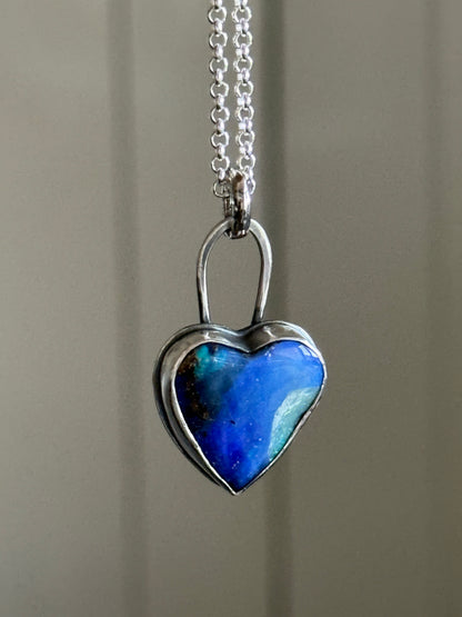 Blue Opal Heart Pendant