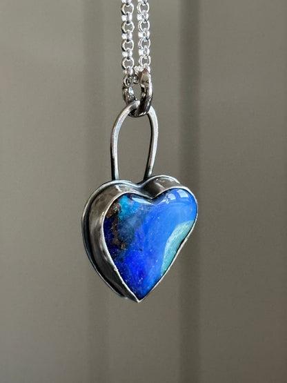 Blue Opal Heart Pendant
