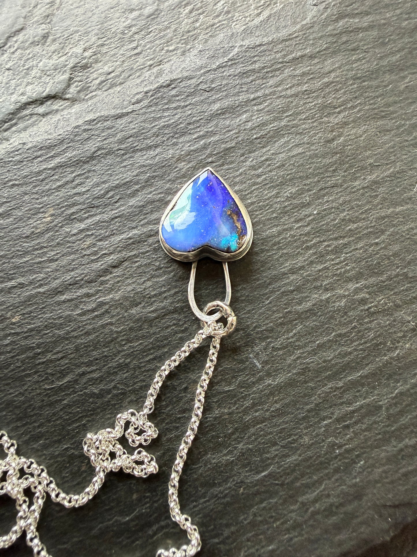 Blue Opal Heart Pendant