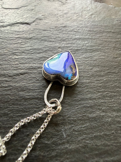 Blue Opal Heart Pendant