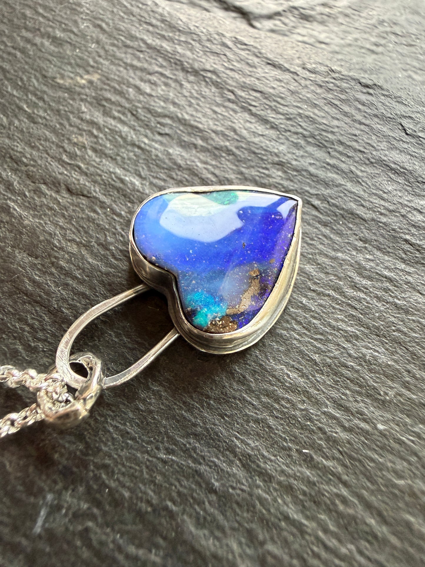 Blue Opal Heart Pendant