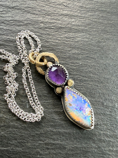 Amethyst and Boulder Opal Pendant