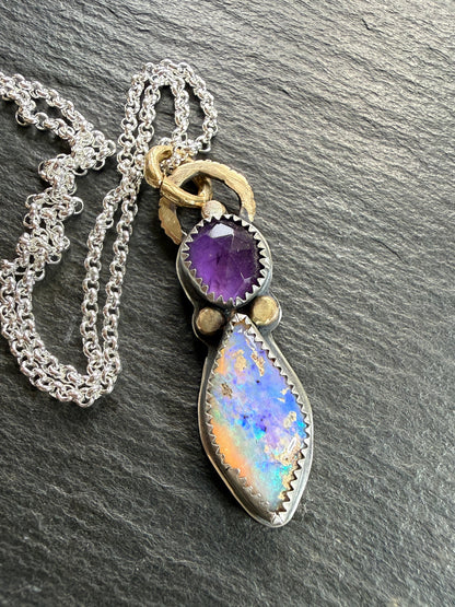 Amethyst and Boulder Opal Pendant