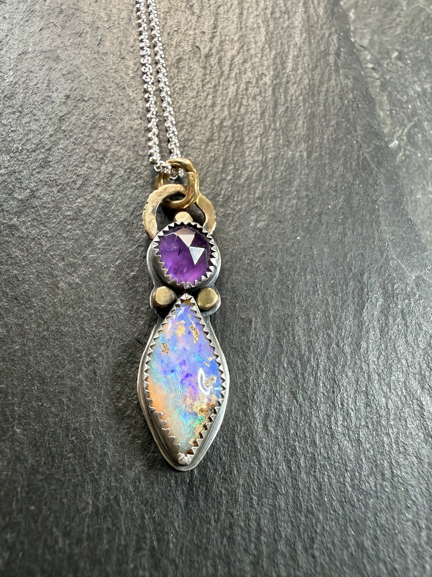 Amethyst and Boulder Opal Pendant