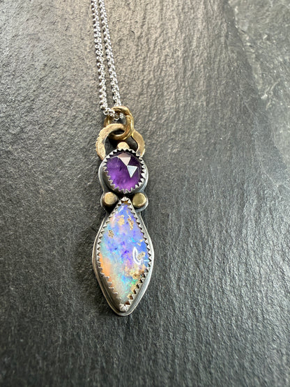 Amethyst and Boulder Opal Pendant