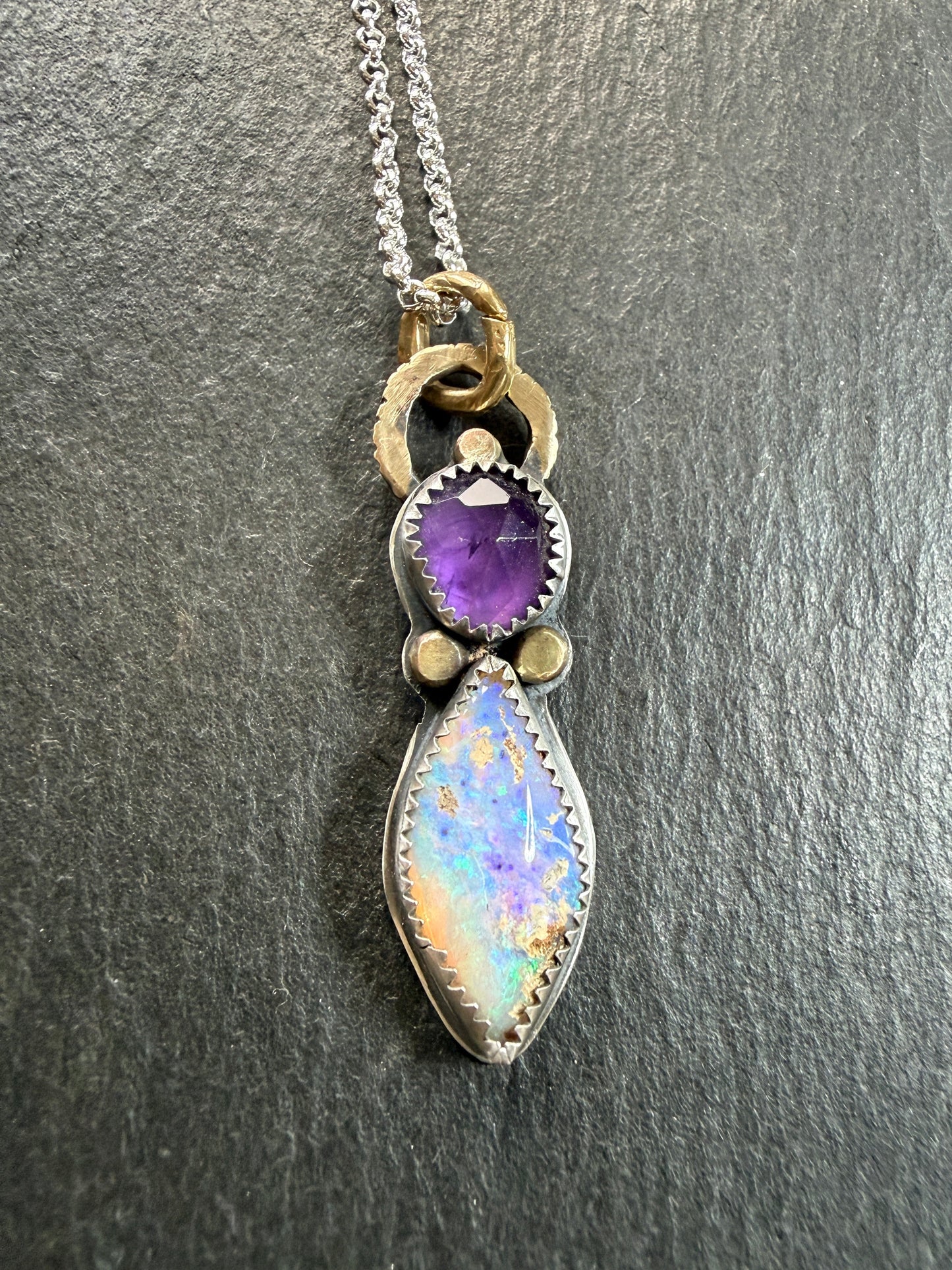Amethyst and Boulder Opal Pendant