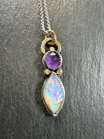 Amethyst and Boulder Opal Pendant