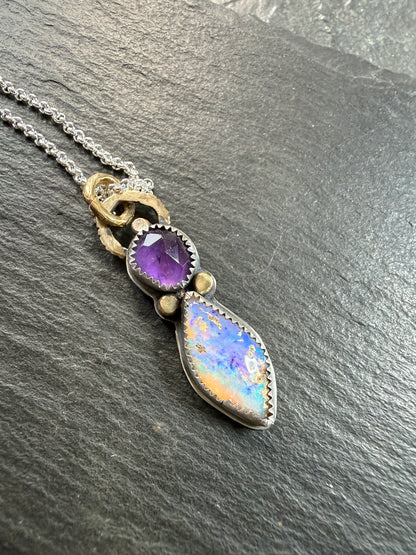 Amethyst and Boulder Opal Pendant