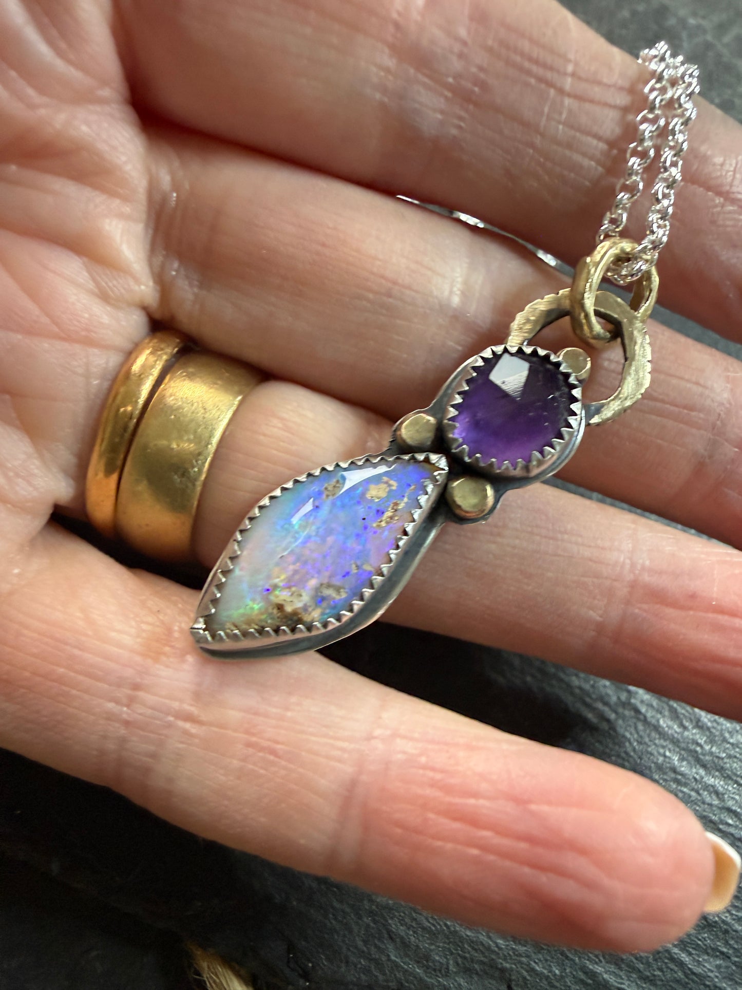 Amethyst and Boulder Opal Pendant