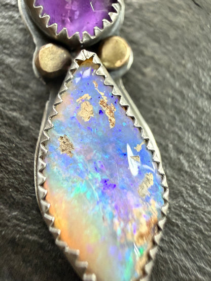 Amethyst and Boulder Opal Pendant