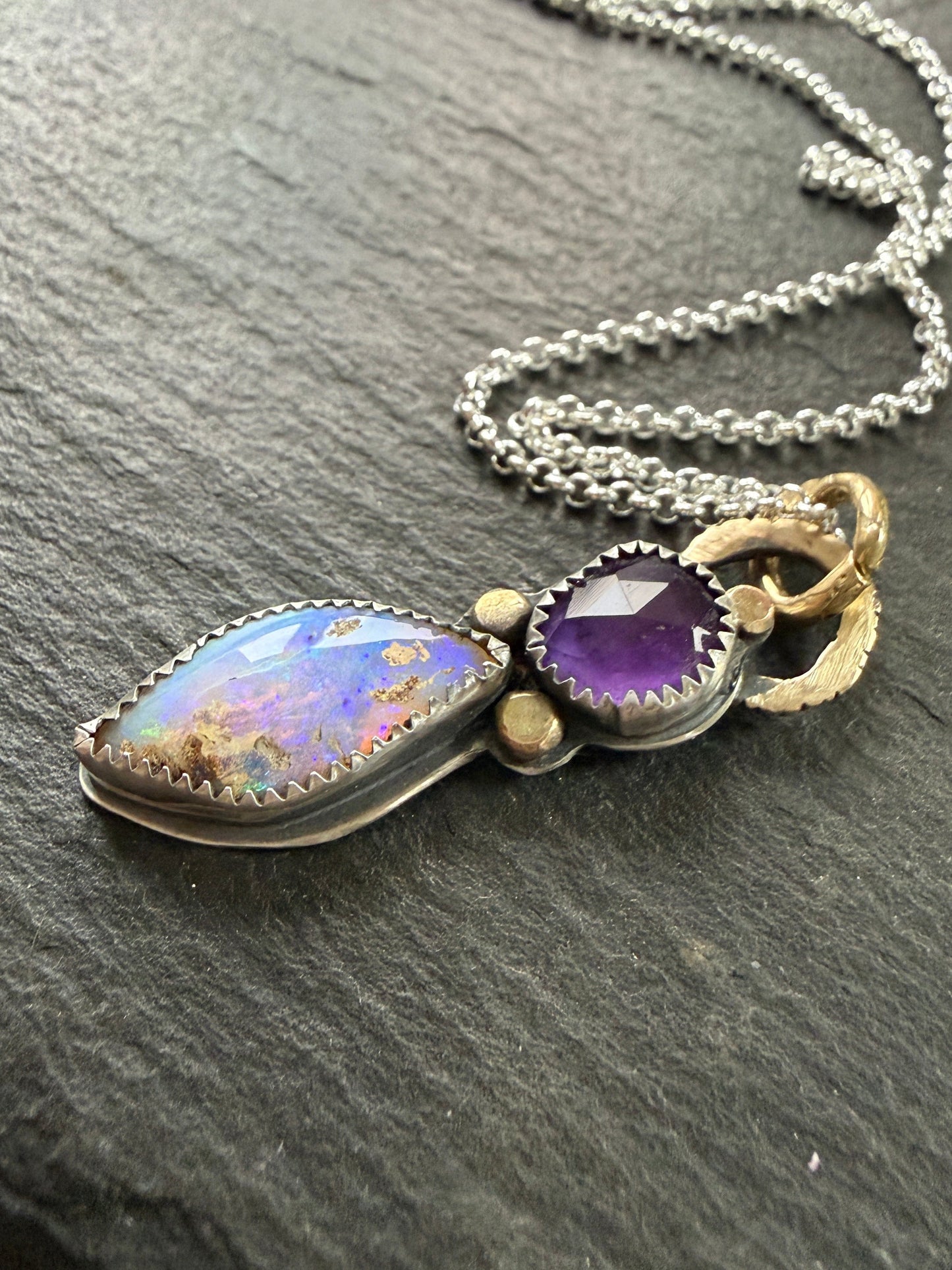 Amethyst and Boulder Opal Pendant