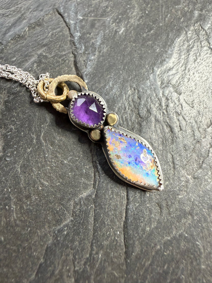 Amethyst and Boulder Opal Pendant