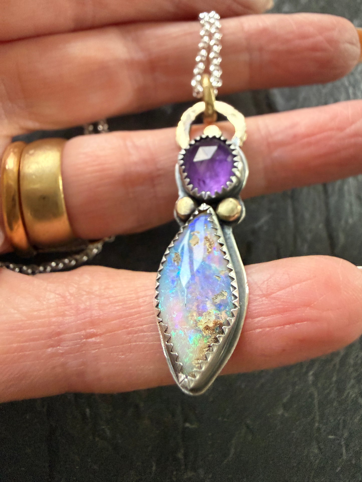 Amethyst and Boulder Opal Pendant