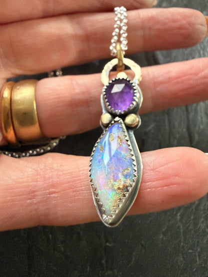 Amethyst and Boulder Opal Pendant