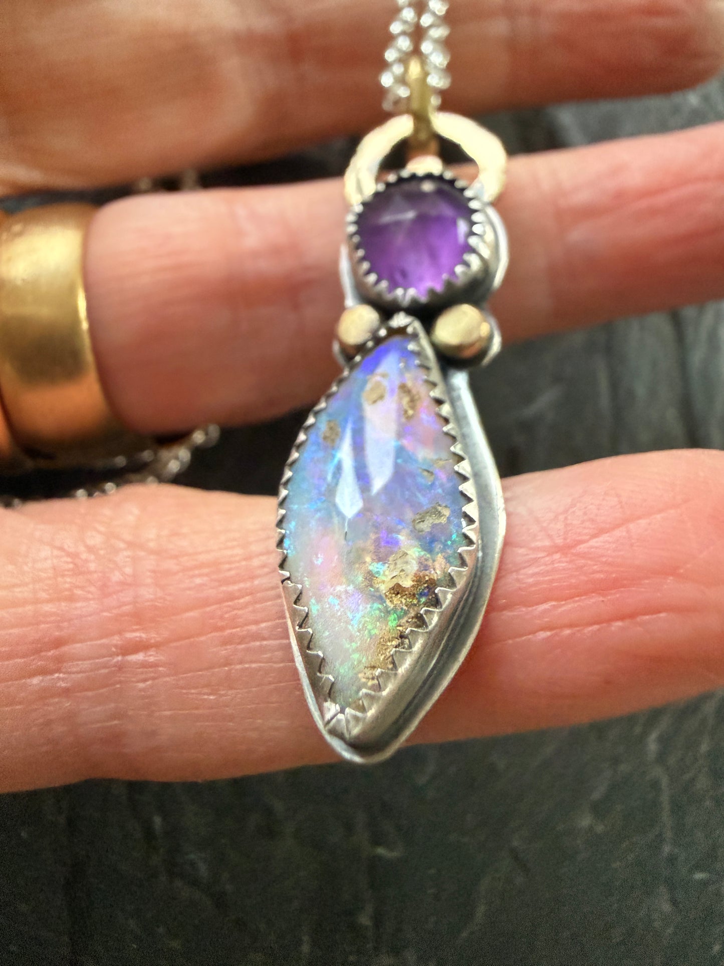 Amethyst and Boulder Opal Pendant