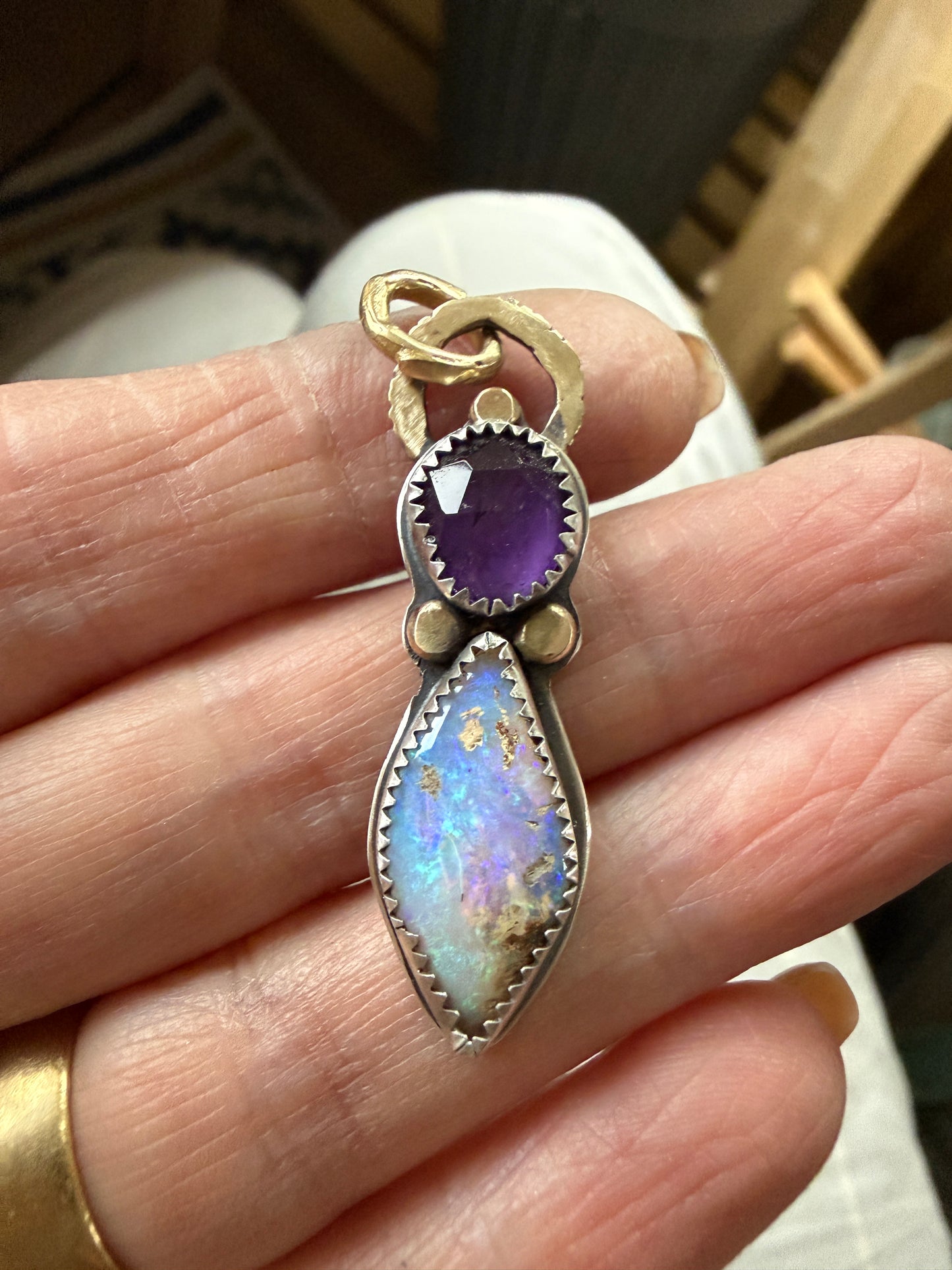 Amethyst and Boulder Opal Pendant