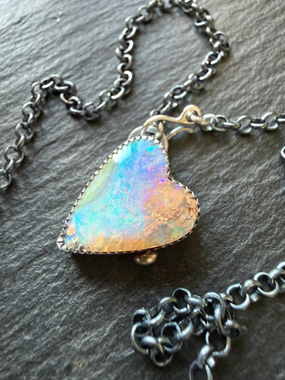 Lightening Ridge Opal Heart