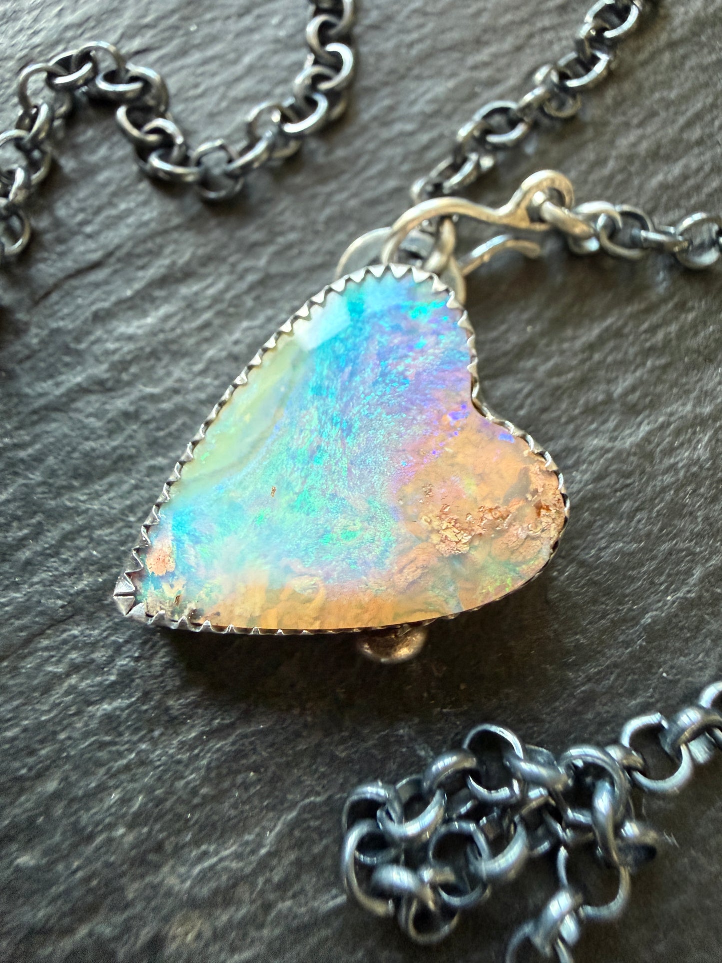 Lightening Ridge Opal Heart