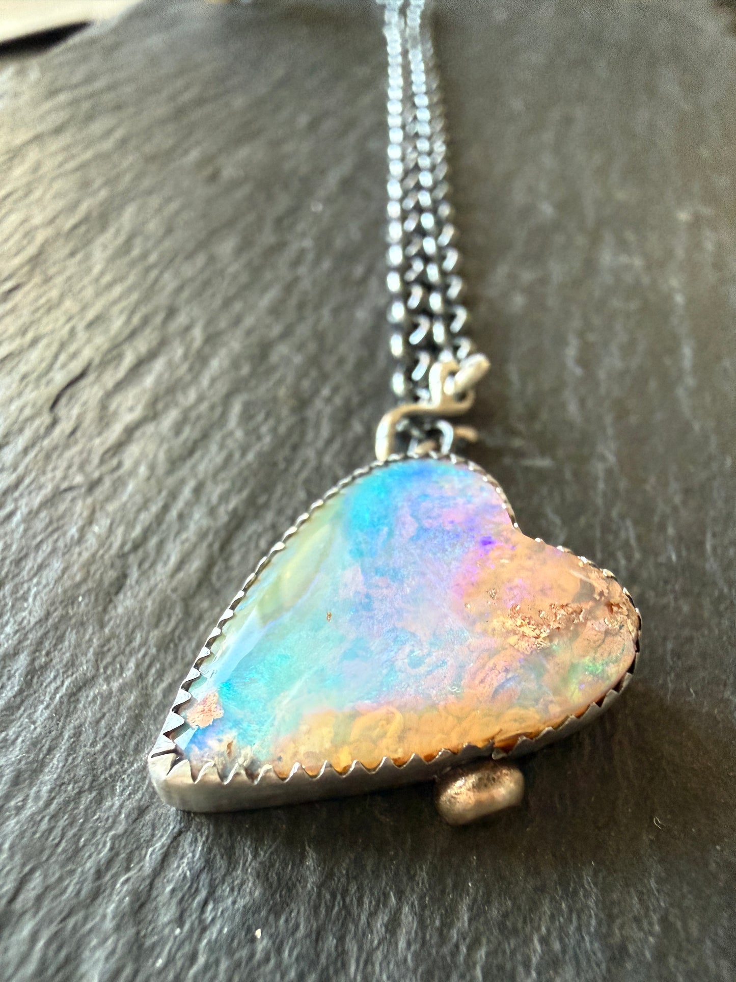Lightening Ridge Opal Heart