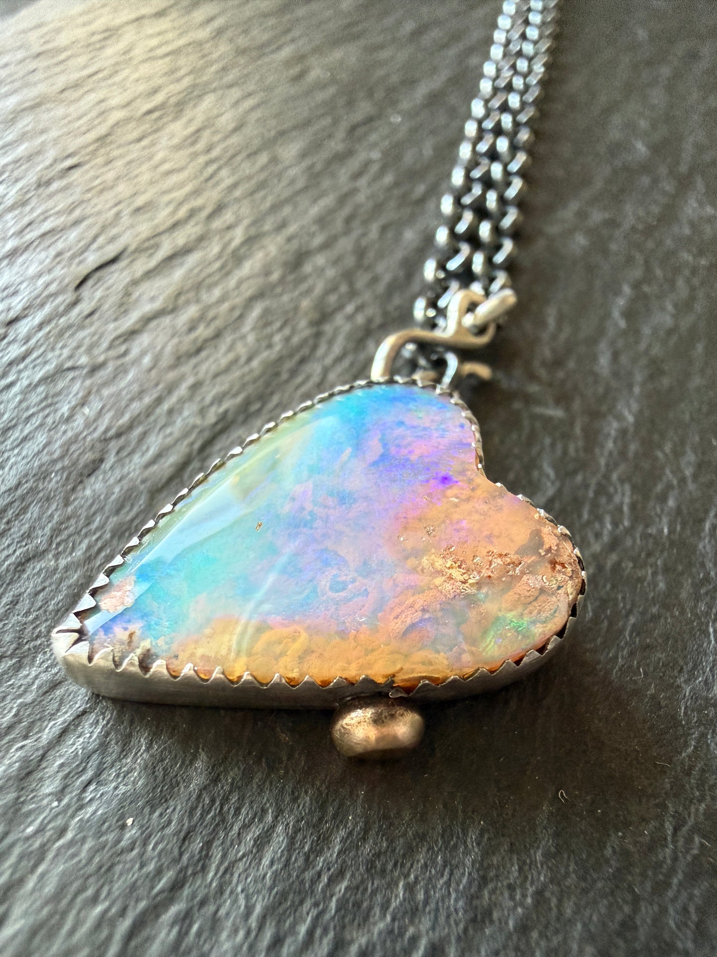 Lightening Ridge Opal Heart