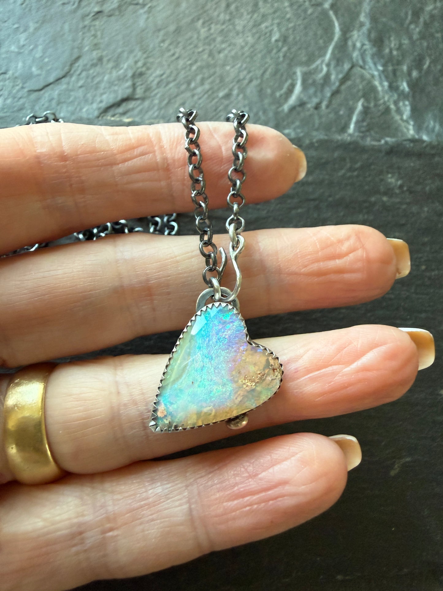 Lightening Ridge Opal Heart